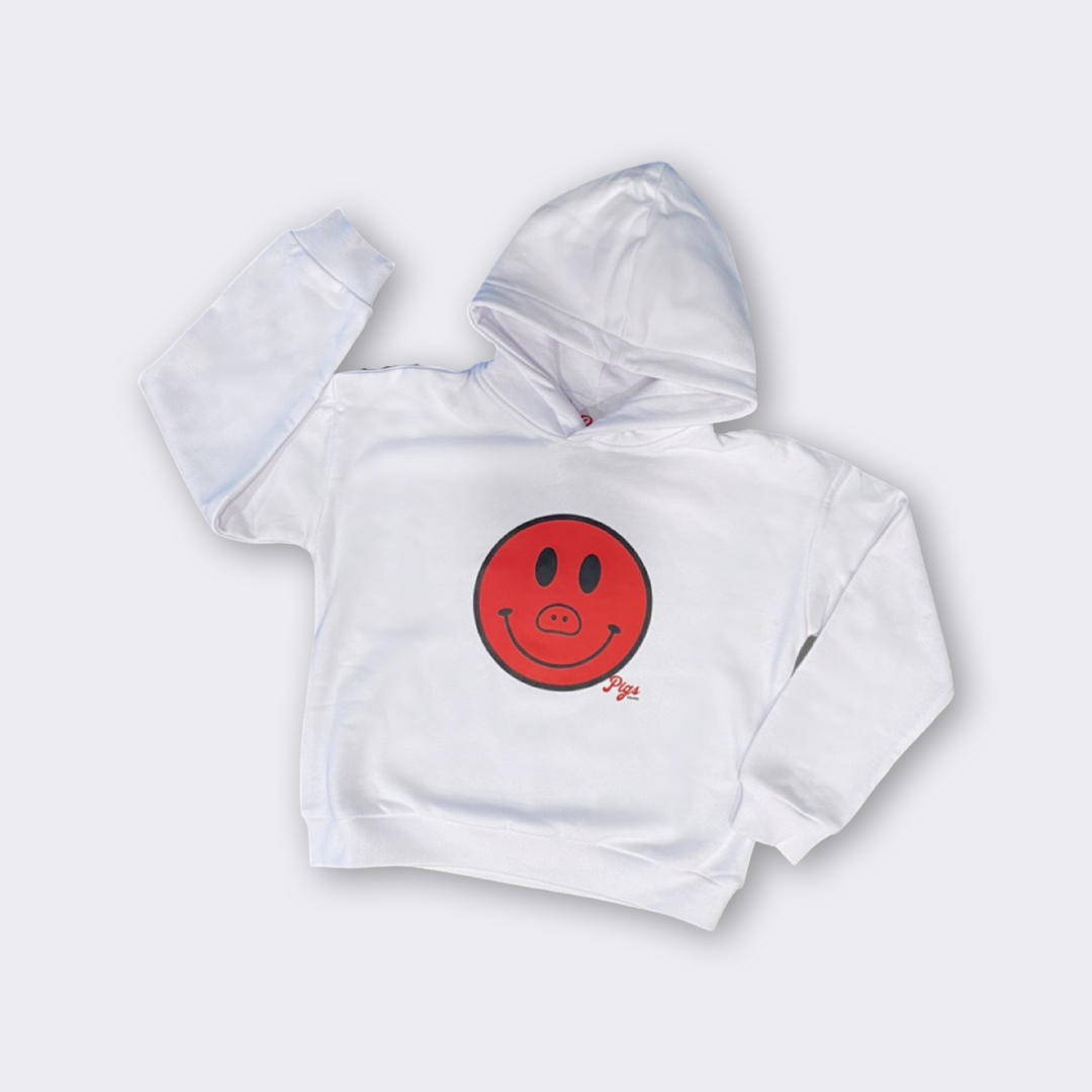 Kids SMILEY Pig Hoodie-White