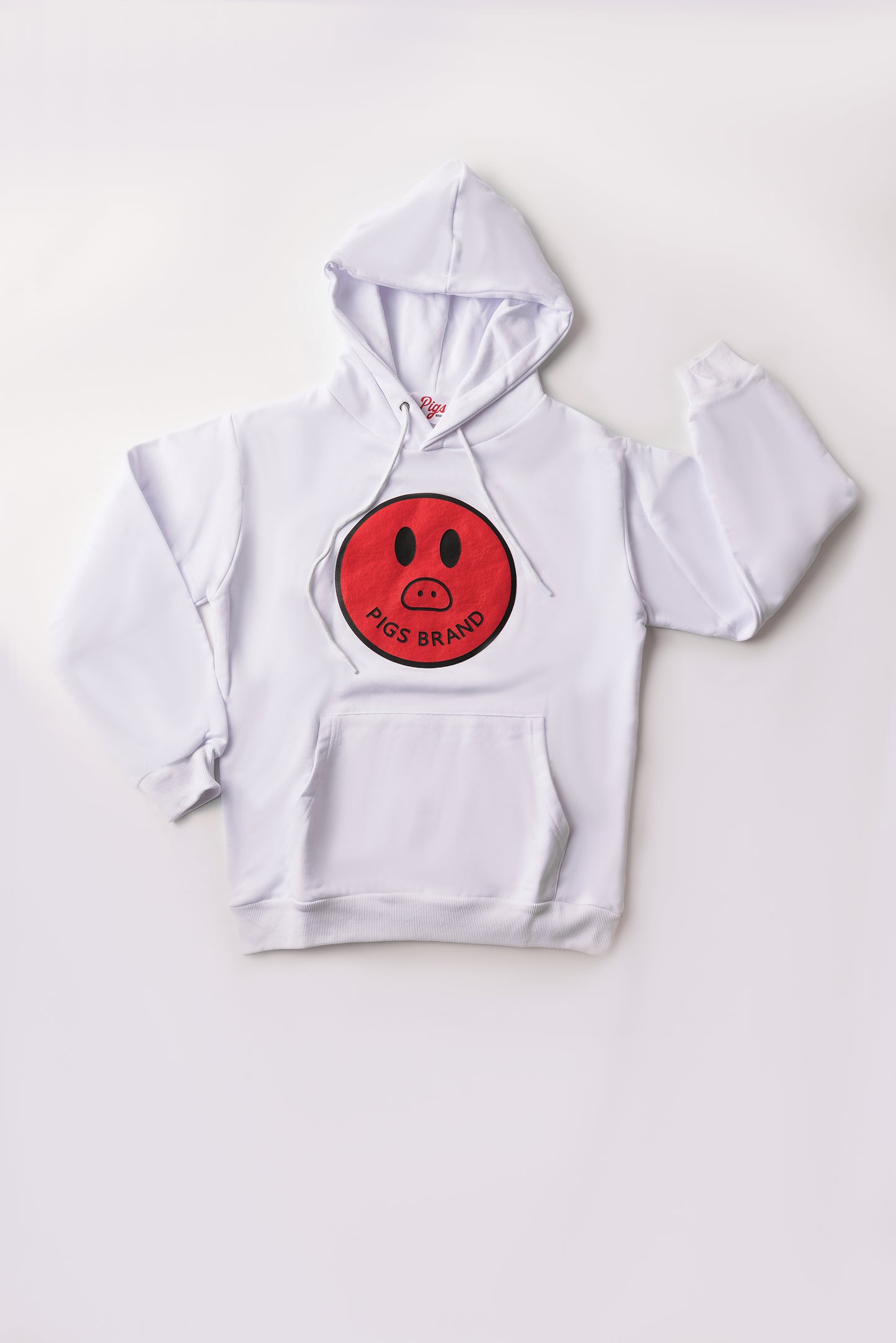 Smiley Pig Hoodie - White