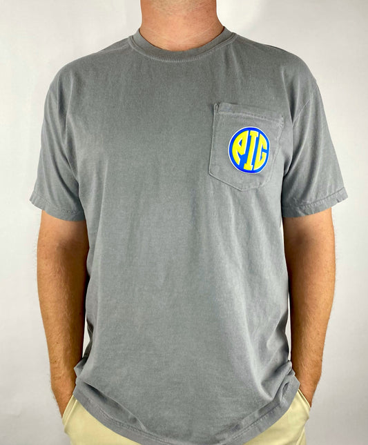 Circle PIG logo Pocket Tee - Grey