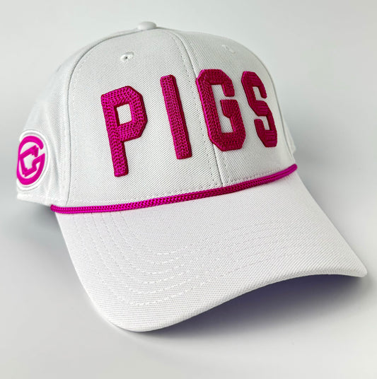 "OG" PIGS - White with Bubblegum Pink - Snapback - Curved Bill