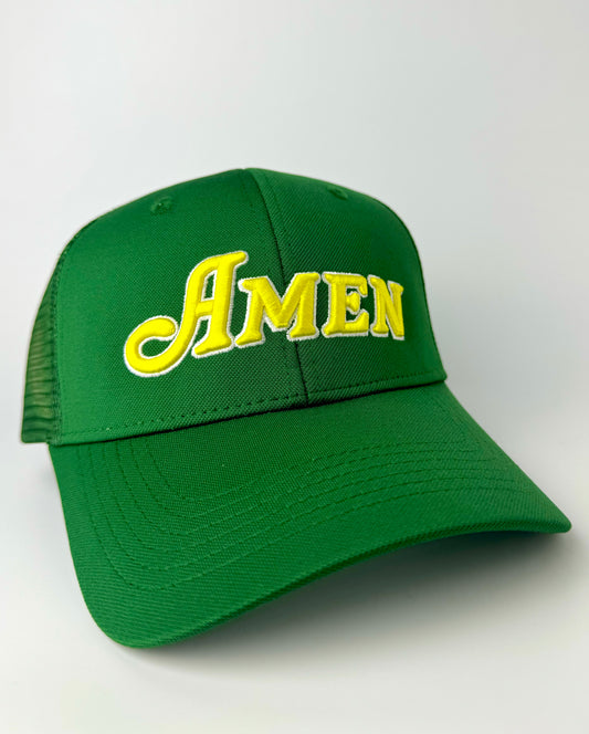 AMEN hat Green- Mesh Curved