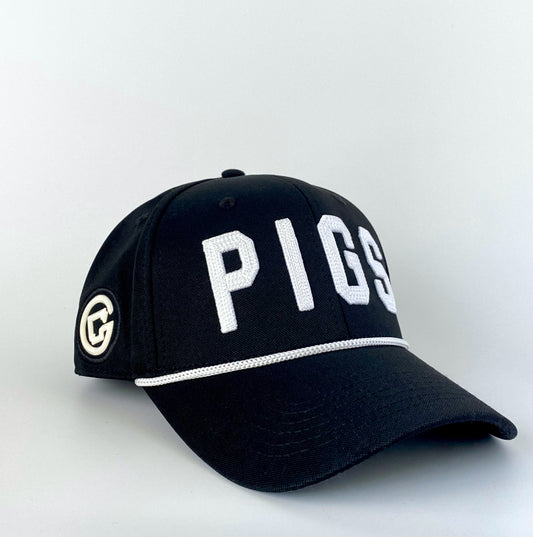 "OG" PIGS - Black with White - Snapback - Curved Bill