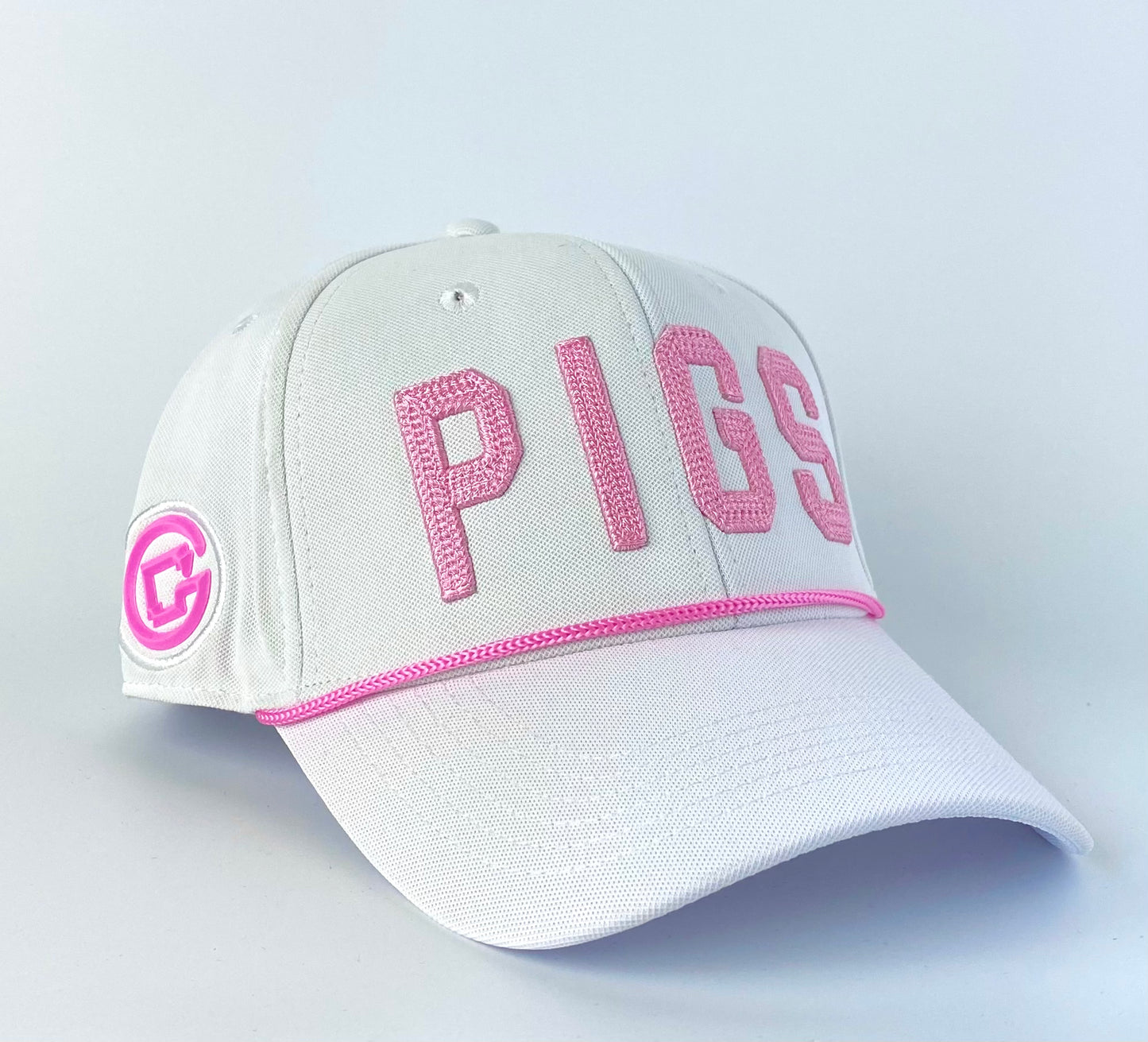 "OG" PIGS - White with Pink - Snapback - Curved Bill