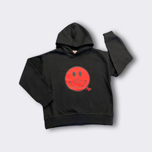 Kids SMILEY Pig Hoodie-Black