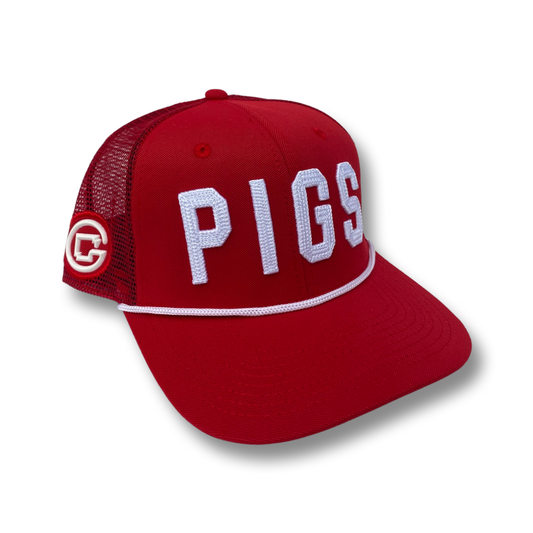 PIGS 2.0 Mesh back - RED Flat Bill