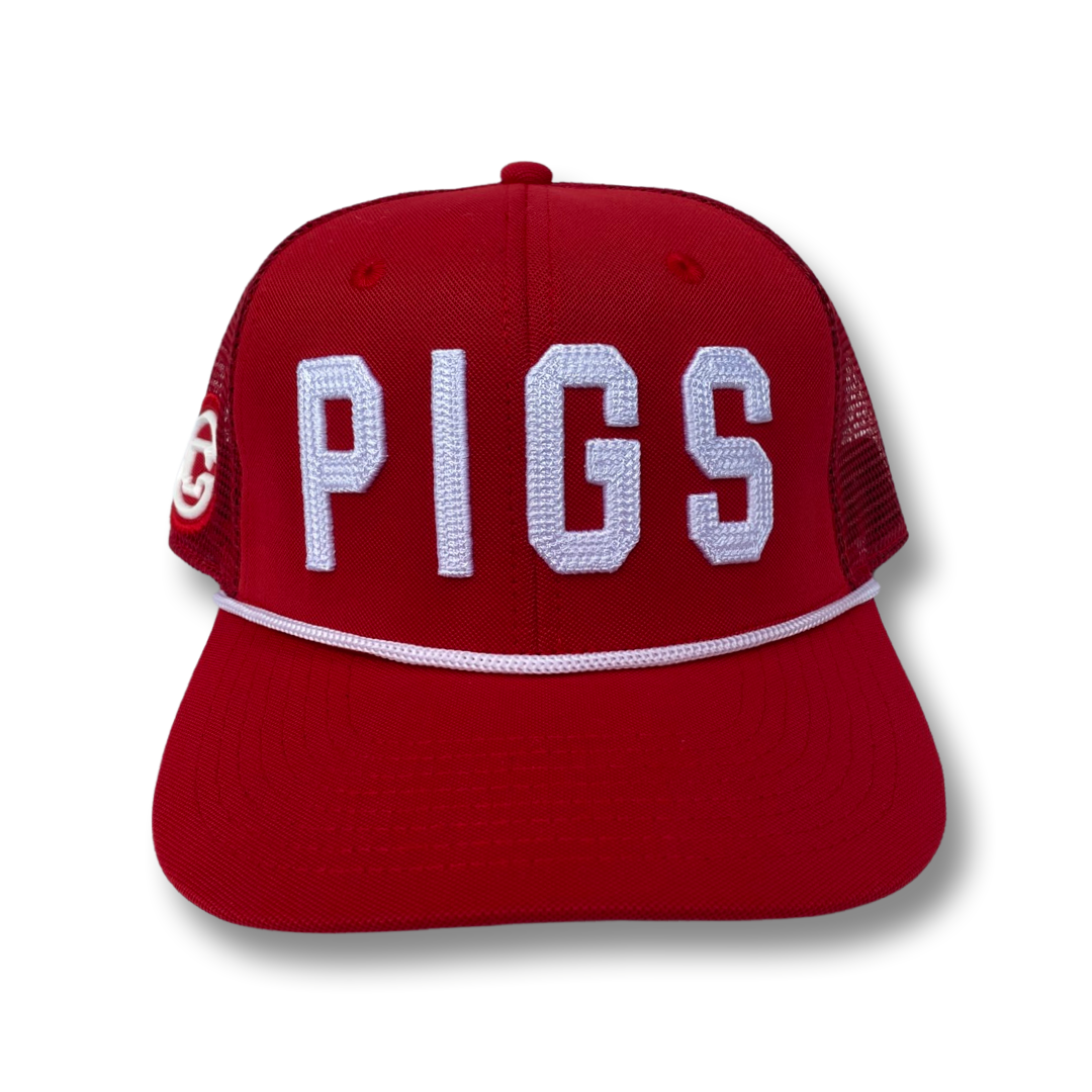 PIGS 2.0 Mesh back - RED Flat Bill